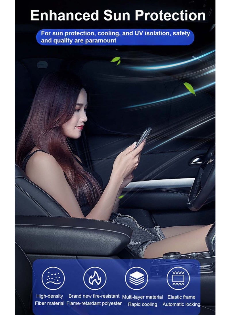 Car Windshield Sunshade with Storage Pouch, Car Window Sunshade for Sun Heat Protection and Block UV Rays, Keep Vehicle Cooler | Universal Fit for Most of Cars, Small Sedans, Mini SUVs, Hatchbacks - Image 4